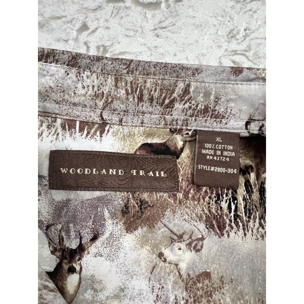 Woodland Trail Deer Buck All over Print 100% Cotton Hunting Casual Shirt XL - Picture 4 of 7